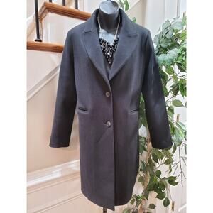 Nine West Women Black Wool Long Sleeve Buttons Front Casual Long Coat Size M